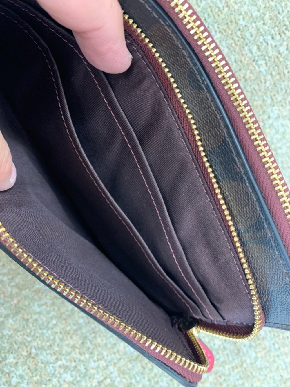 Coach Brown Signature Canvas Wristlet with Pink Strap - Picture 7 of 9